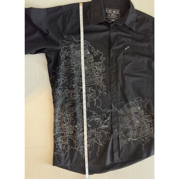 Eckō Unltd. Black Button Down Men’s Short Sleeve Graphic Shirt Size L - Picture 6 of 10